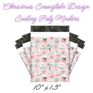 Christmas Snowglobe Design Sealing Poly Mailers ~ Qty 20 ~ Size 10x13